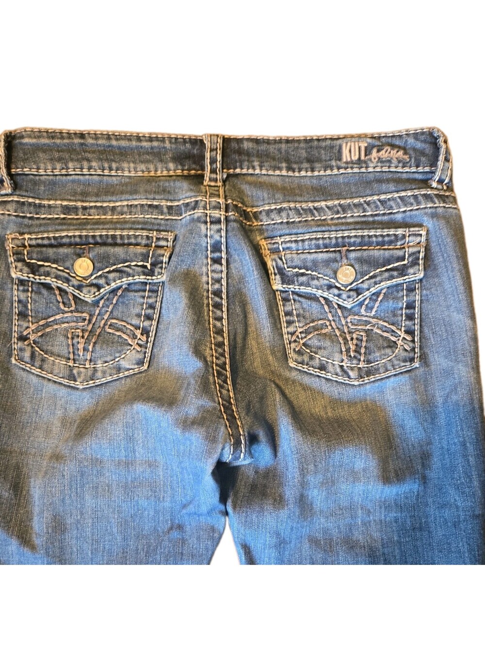 Y2k Kut From The Kloth Sz 8 Jeans Embroidered Boot Cut Cow Girl Medium Wash